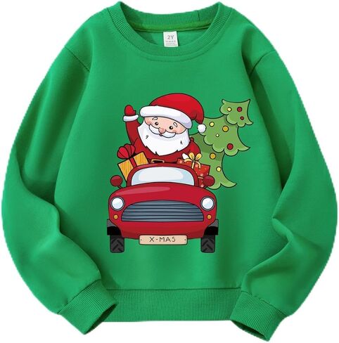 Kids Christmas Sweatshirt Boys Girls Ugly Xmas T Shirt Toddler Santa Dinosaur Truck Graphic Long Sleeve Outfit Tops in Saudi Arabia