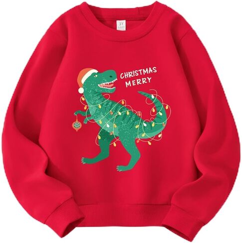 Kids Christmas Sweatshirt Boys Girls Ugly Xmas T Shirt Toddler Santa Dinosaur Truck Graphic Long Sleeve Outfit Tops in Saudi Arabia
