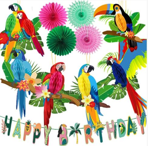 6 Pcs Tropical Birds Honeycomb Paper Cutouts, Rio Party Hanging Decorations Rainforest Hanging Paper Birds Hawaiian Summer Parrot Honeycomb Cutouts (Colorful) in Saudi Arabia