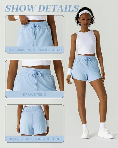 Women's Lightweight High - Waist Running Shorts with Moss Jersey Fabric and Side Pockets in Saudi Arabia