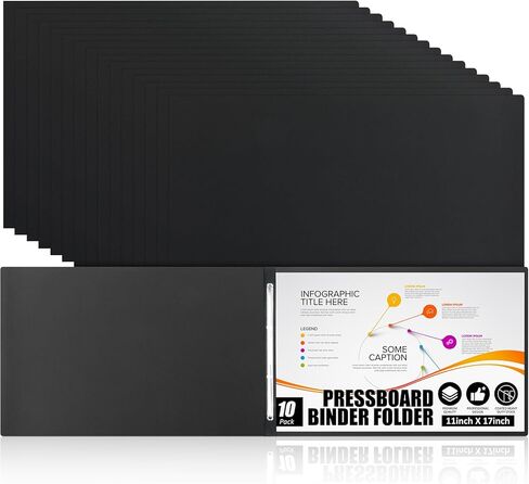 60 Pcs 11x17 Inch Pressboard Report Cover, 3" Capacity Presentation Binder Folder with Metal Prong Paper Fastener to Neatly Bind Reports, Proposals, Transcripts and Other Documents (Black) in Kuwait