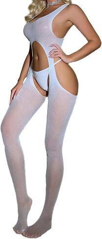المرأة مثير Bodystocking الحمالات محض الملابس الداخلية قطعة واحدة الجوارب داخلية S-XXL in Kuwait
