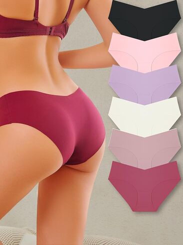 Seamless Underwear for Women Sexy V Waist Bikinis No Show Panties Low Rise Cheeky Hipster 6 Pack in Saudi Arabia