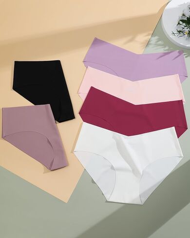 Seamless Underwear for Women Sexy V Waist Bikinis No Show Panties Low Rise Cheeky Hipster 6 Pack in Saudi Arabia