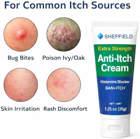 كريم مضاد للحكة بقوة إضافية (1.25 أونصة) - 2% ديفينهيدرامين + أسيتات الزنك - تخفيف سريع لدغات الحشرات، واللبلاب السام، والطفح الجلدي، والحكة الخارجية والتهيج - مسكن موضعي وواقي للبشرة in Kuwait