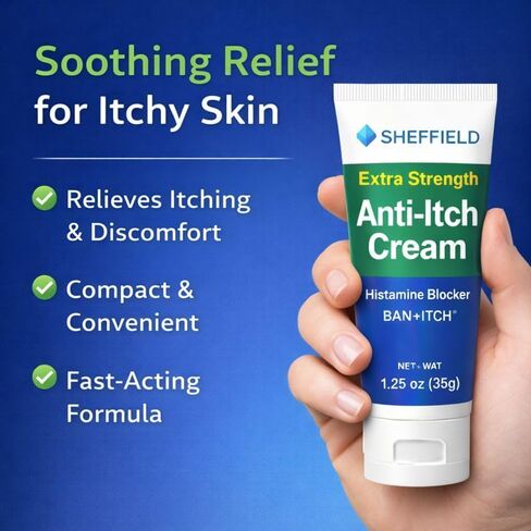 كريم مضاد للحكة بقوة إضافية (1.25 أونصة) - 2% ديفينهيدرامين + أسيتات الزنك - تخفيف سريع لدغات الحشرات، واللبلاب السام، والطفح الجلدي، والحكة الخارجية والتهيج - مسكن موضعي وواقي للبشرة in Kuwait