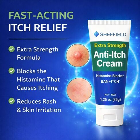 كريم مضاد للحكة بقوة إضافية (1.25 أونصة) - 2% ديفينهيدرامين + أسيتات الزنك - تخفيف سريع لدغات الحشرات، واللبلاب السام، والطفح الجلدي، والحكة الخارجية والتهيج - مسكن موضعي وواقي للبشرة in Kuwait