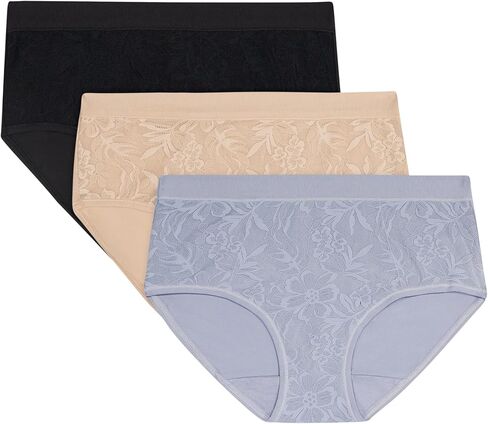 Bali womens Underwear Hipsters, 3-pack, Breathe Lace Hipster Panties for Women, Full Coverage, Breathable in Saudi Arabia