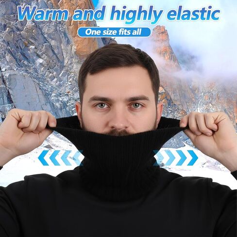 Teaaha Winter Neck Gaiter 2 Pack Fleece Thick Windproof Face Mask Ski Gaiters, Elegant Stylish Neck Warmer Cover Scarf Bandana for Men Women Outdoor Sports, Black & Gray in Saudi Arabia