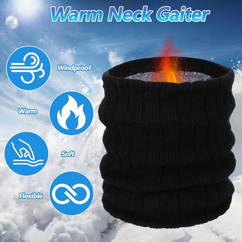 Teaaha Winter Neck Gaiter 2 Pack Fleece Thick Windproof Face Mask Ski Gaiters, Elegant Stylish Neck Warmer Cover Scarf Bandana for Men Women Outdoor Sports, Black & Gray in Saudi Arabia