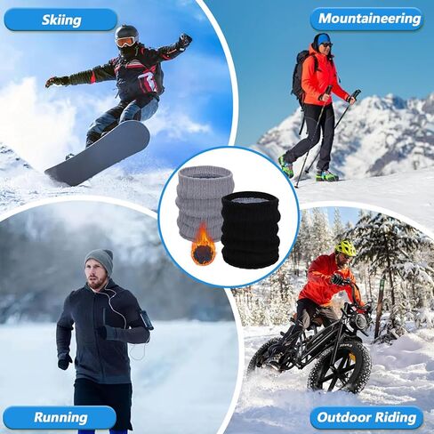 Teaaha Winter Neck Gaiter 2 Pack Fleece Thick Windproof Face Mask Ski Gaiters, Elegant Stylish Neck Warmer Cover Scarf Bandana for Men Women Outdoor Sports, Black & Gray in Saudi Arabia