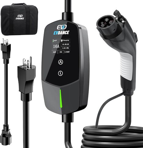 EV Charger (32Amp, 240V, NEMA 14-50P), 7.68kw Portable Level 2 EV Charger with 25ft Cable, Adjustable Current/Delay Chargin for Home Level 2 in Saudi Arabia