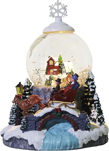 Christmas Snow Globes Swirling Glitter Village Snow Globe Lantern Lighted Musical Water Lantern with 8 Songs for Christmas Decoration Gifts in Saudi Arabia