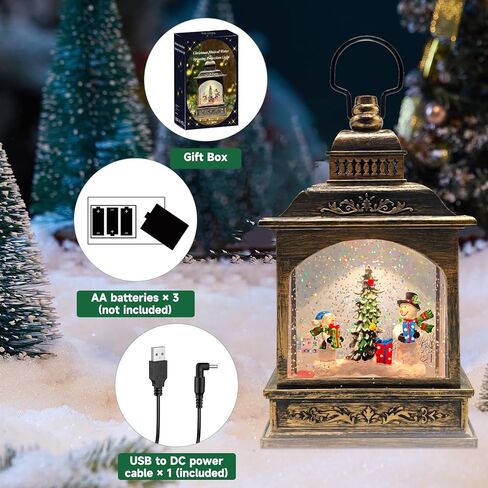 Snowman Christmas Decorations Snow Globes Lantern Lighted Water Swirling Glitter,with Stars Projection/Music,Christmas Decorations Indoor - USB/Battery Operated-Snow Globe for Kids Adults in Saudi Arabia