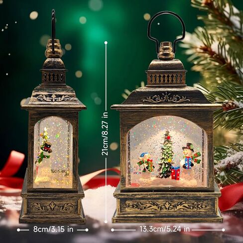 Snowman Christmas Decorations Snow Globes Lantern Lighted Water Swirling Glitter,with Stars Projection/Music,Christmas Decorations Indoor - USB/Battery Operated-Snow Globe for Kids Adults in Saudi Arabia