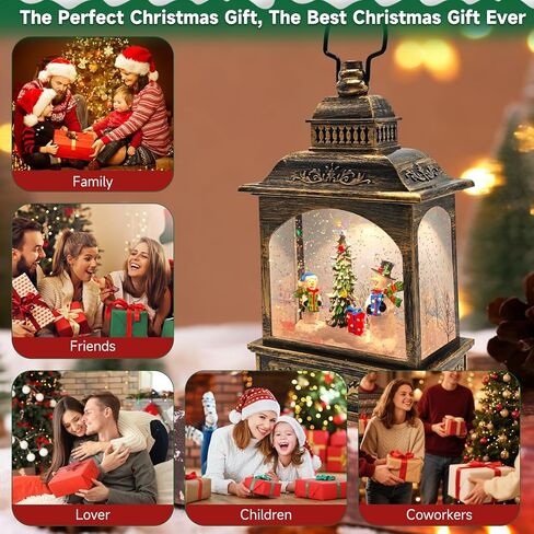 Snowman Christmas Decorations Snow Globes Lantern Lighted Water Swirling Glitter,with Stars Projection/Music,Christmas Decorations Indoor - USB/Battery Operated-Snow Globe for Kids Adults in Saudi Arabia