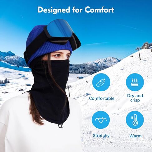 Ski Mask, Merino Wool Balaclava for Men & Women - Thermal Windproof Black Ski Mask for Skiing & Snowboarding, Breathable Winter Face Mask in Saudi Arabia