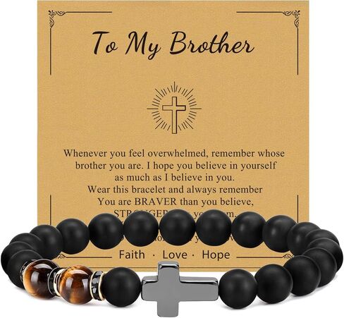 Cross Bracelet for Son Men Friend brother - Birthday Graduation Retirement Christmas Christian Gift for Teens Men in Saudi Arabia