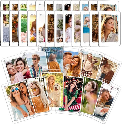 ESRICH 12 Pack Acrylic Fridge Magnetic Frame, Polaroid Magnet Frame,Double Sided Photo Magnet Frames for Refrigerator,Mini Frame Clear (2.36 x 3.54Inch) in Kuwait