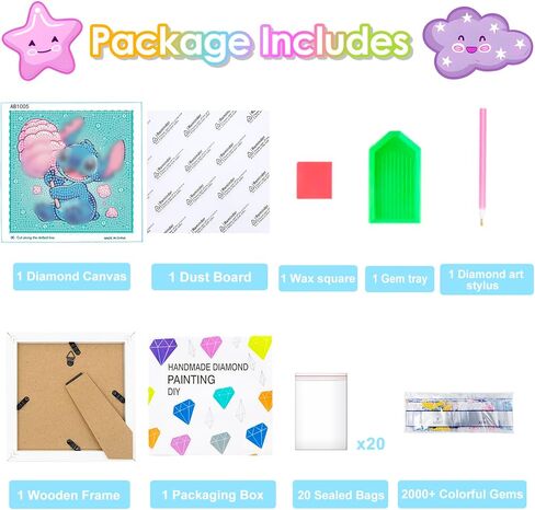 مجموعات فن الماس للأطفال - الحرف اليدوية للفتيات 8-12 - لوحة فنية من الماس مع إطار خشبي - الفنون والحرف اليدوية للأطفال من 4 إلى 6 8-10 - الإمدادات الفنية للأحجار الكريمة للمبتدئين للبالغين ديكور الجدار. in Kuwait