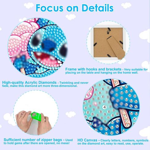 مجموعات فن الماس للأطفال - الحرف اليدوية للفتيات 8-12 - لوحة فنية من الماس مع إطار خشبي - الفنون والحرف اليدوية للأطفال من 4 إلى 6 8-10 - الإمدادات الفنية للأحجار الكريمة للمبتدئين للبالغين ديكور الجدار. in Kuwait