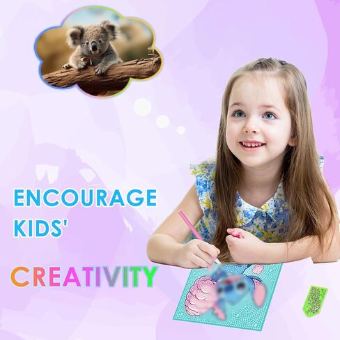 مجموعات فن الماس للأطفال - الحرف اليدوية للفتيات 8-12 - لوحة فنية من الماس مع إطار خشبي - الفنون والحرف اليدوية للأطفال من 4 إلى 6 8-10 - الإمدادات الفنية للأحجار الكريمة للمبتدئين للبالغين ديكور الجدار. in Kuwait