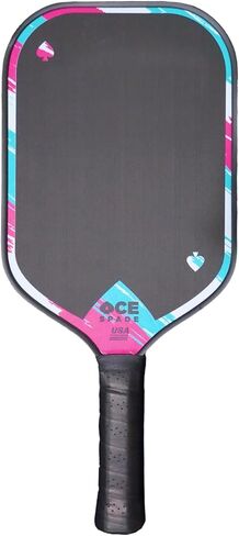 ACE Pickleball Spade - مجداف كرة مخلل ممتاز، مصنوع من ألياف الكربون - أفضل مضرب كرة مخلل معتمد من الولايات المتحدة الأمريكية للعب في البطولات - نسيج قبضة غير قابل للانزلاق، دوران وتحكم نهائي مع قلب قرص العسل in Kuwait