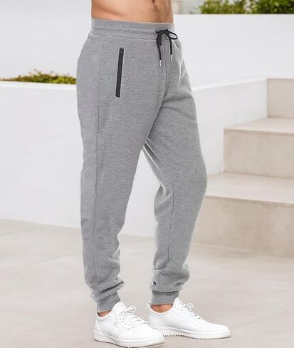 Mens Workout Jogger Sweatpants Casual Sweatpantsn with Zipper Pocket and Drawstring 1 Pcs in Saudi Arabia