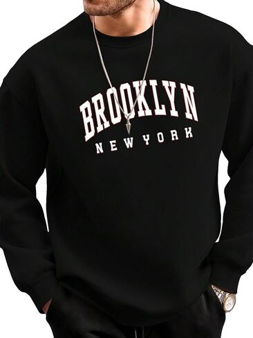 GORGLITTER Men's Graphic Sweatshirts Long Sleeve Crewneck Sweatshirt Drop Shoulder Pullover Tops in Saudi Arabia