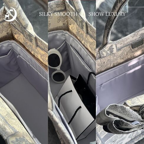 Silky Purse Insert Organizer 3 Set for Booktote Bags, Silk Touch Bag Organizer, Luxury Handbag Shaper,Lightweight (Large, Grey) in Saudi Arabia