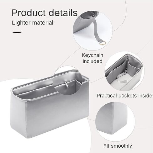 Silky Purse Insert Organizer 3 Set for Booktote Bags, Silk Touch Bag Organizer, Luxury Handbag Shaper,Lightweight (Large, Grey) in Saudi Arabia