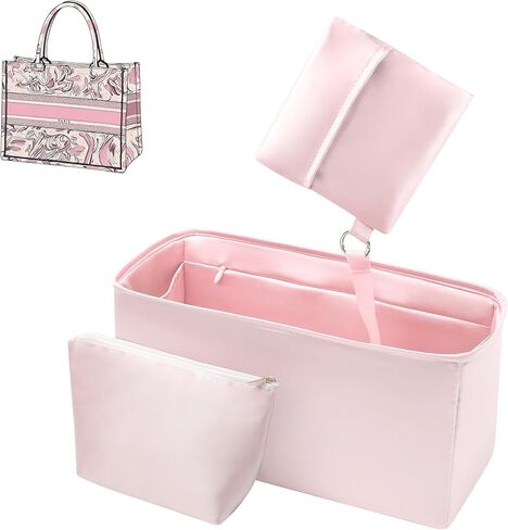 Silky Purse Insert Organizer 3 Set for Booktote Bags, Silk Touch Bag Organizer, Luxury Handbag Shaper,Lightweight (Large, Grey) in Saudi Arabia