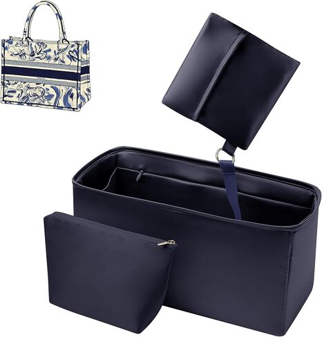 Silky Purse Insert Organizer 3 Set for Booktote Bags, Silk Touch Bag Organizer, Luxury Handbag Shaper,Lightweight (Large, Grey) in Saudi Arabia