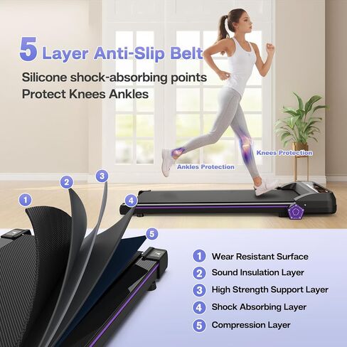 Walking Pad,Max 2.5 HP Portable Under Desk Treadmill,265LBS Capacity Installation-Free Treadmills for Home & Office Small,Remote Control LED Display in Saudi Arabia