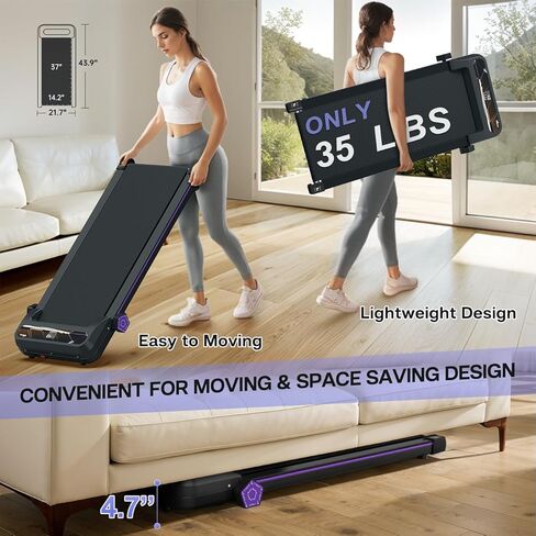Walking Pad,Max 2.5 HP Portable Under Desk Treadmill,265LBS Capacity Installation-Free Treadmills for Home & Office Small,Remote Control LED Display in Saudi Arabia