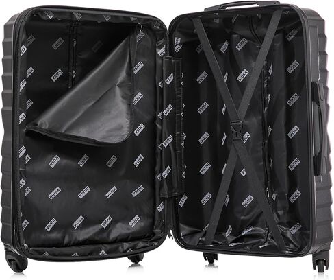 InUSA AURUM Hardside Luggage with Spinner Wheels | 32 in Durable Lightweight Extra Large Checked Suitcase for Travel | Zipper Suit Case with Gel Handles and Trolley | Black in Saudi Arabia