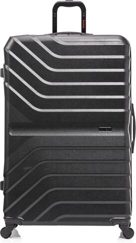 InUSA AURUM Hardside Luggage with Spinner Wheels | 32 in Durable Lightweight Extra Large Checked Suitcase for Travel | Zipper Suit Case with Gel Handles and Trolley | Black in Saudi Arabia