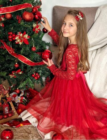 Arshiner Flower Girl Lace Tutu Dresses High Low Hem Long Sleeve Flowy Formal Party Wedding Dress in Saudi Arabia
