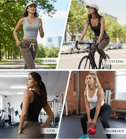 Fioboc Cropped Tank Tops for Women Sleeveless Scoop Neck Workout Crop Tops Breathable Slim Fit Yoga Gym Activewear Shirt in Saudi Arabia