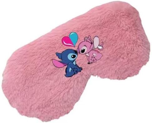 Cute Stitch Eye Masks for Sleep, Cartoon Plush Blindfold, Soft Funny Travel Eye Cover (Pink) in Saudi Arabia