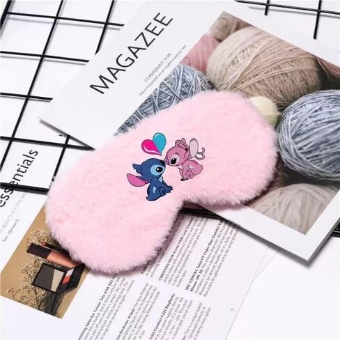 Cute Stitch Eye Masks for Sleep, Cartoon Plush Blindfold, Soft Funny Travel Eye Cover (Pink) in Saudi Arabia