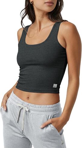 Fioboc Cropped Tank Tops for Women Sleeveless Scoop Neck Workout Crop Tops Breathable Slim Fit Yoga Gym Activewear Shirt in Saudi Arabia