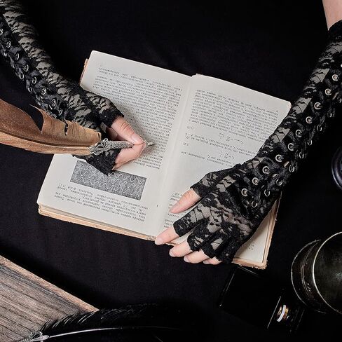 SATINIOR 3 أزواج من القفازات النسائية القوطية، قفازات بدون أصابع، قفازات Steampunk للحفلات التنكرية in Kuwait