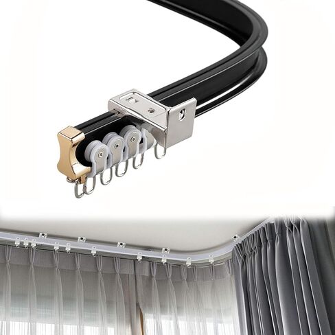 19ft Aluminium Alloy Curtain Track System - Flexible Bendable Ceiling Wall Mount for Easy Installation - Sliding Curtains, D-Shaped, 5.8m Length in Saudi Arabia