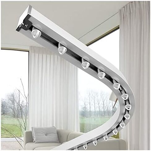 Flexible Bendable White Curtain Track, Recessed Ceiling Mount for Home/Office/Nursery/Hotel, Adjustable 3.3-26.3ft Aluminum Sliding Rod (9.5ft/290cm) in Saudi Arabia