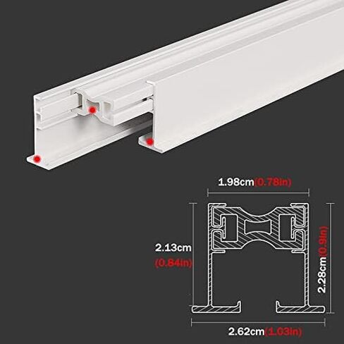 Flexible Bendable White Curtain Track, Recessed Ceiling Mount for Home/Office/Nursery/Hotel, Adjustable 3.3-26.3ft Aluminum Sliding Rod (9.5ft/290cm) in Saudi Arabia