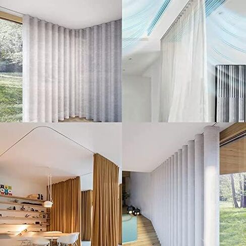 Flexible Bendable White Curtain Track, Recessed Ceiling Mount for Home/Office/Nursery/Hotel, Adjustable 3.3-26.3ft Aluminum Sliding Rod (9.5ft/290cm) in Saudi Arabia