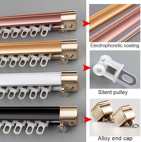 Heavy Duty Room Divider Curtain Track Set - 4.5m Aluminum Rails for Ceiling or Wall Mount, Perfect for Living Room & Bedroom, Bay Window - White Finish, 3 Panels (1.5m Each) in Saudi Arabia