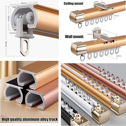 Heavy Duty Room Divider Curtain Track Set - 4.5m Aluminum Rails for Ceiling or Wall Mount, Perfect for Living Room & Bedroom, Bay Window - White Finish, 3 Panels (1.5m Each) in Saudi Arabia