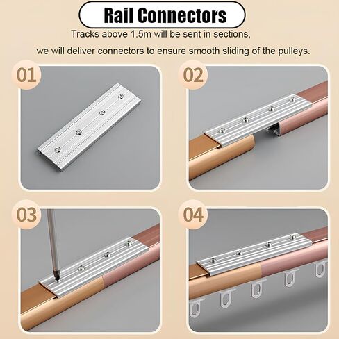 Heavy Duty Room Divider Curtain Track Set - 4.5m Aluminum Rails for Ceiling or Wall Mount, Perfect for Living Room & Bedroom, Bay Window - White Finish, 3 Panels (1.5m Each) in Saudi Arabia